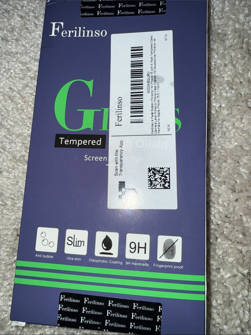 Ferilinso Tempered Glass Screen Protector - iPhone 15